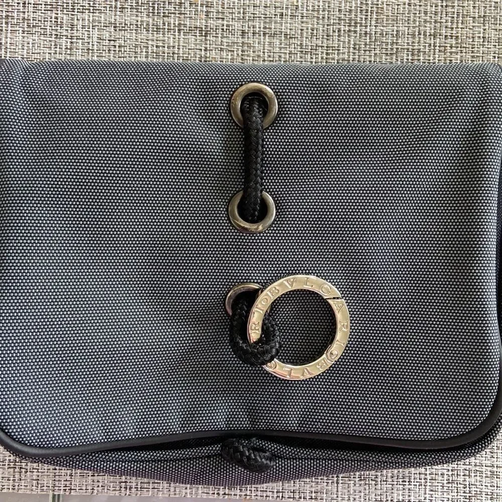BLV Bulgari small gray travel case never used with clip close